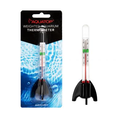 AQUATOP Weighted Glass Aquarium Thermometer with Green Safe Zone, AWAT-001